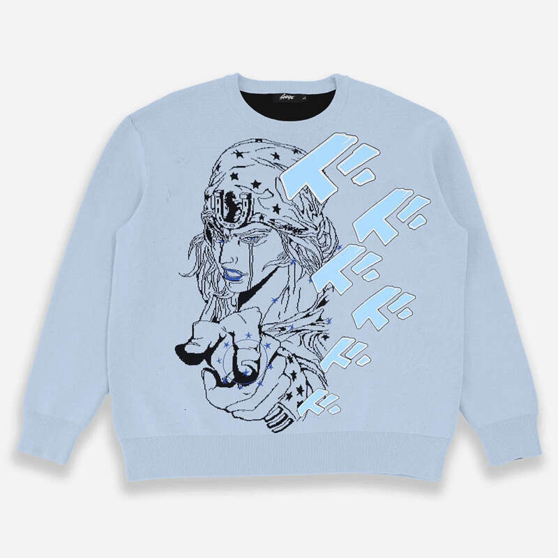 Trendy Fashion Knitted Sweater Autumn Winter Gothic Dark Print Y2K