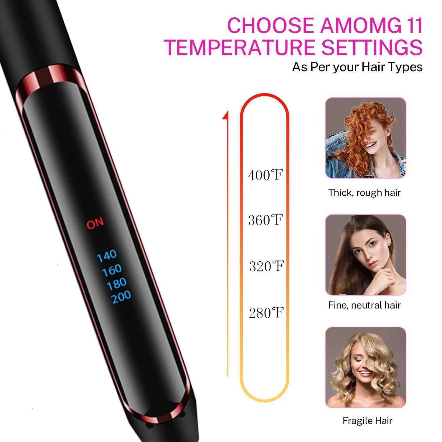 2 in 1 Hair Straightener Curler Set Dual Voltage Negative Ion Fast Heating for Versatile Styling Tool Perfect for Home Travel W250814
