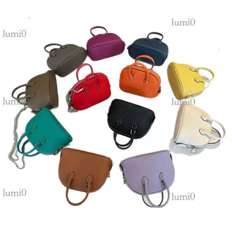 Versatile Mini Shell Top Layer Cowhide Bowling Genuine Leather Women's Handbag Shoulder Crossbody Chain Bag for Women