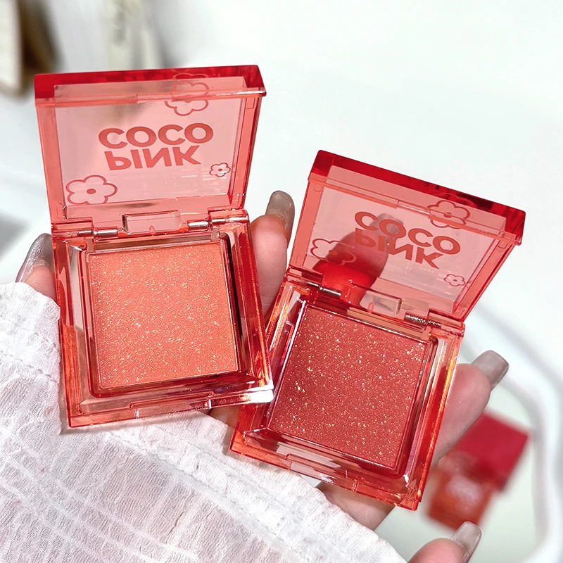 PINKCOCO fine shimmer soft mist tipsy blush single color natural fine shimmer eye shadow blush one plate for multiple uses 250813