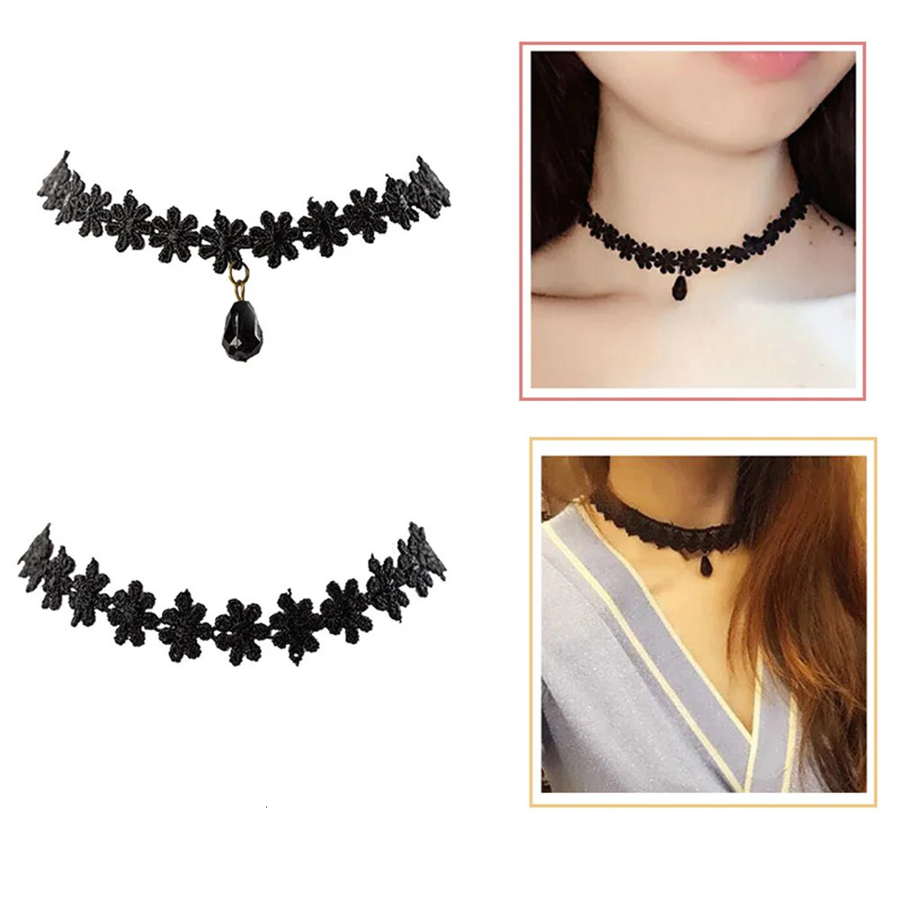 12 Pieces Simple Women Necklace girl Handmade Gothic Retro Vintage Lace Collar Choker Girl Accessories 250811