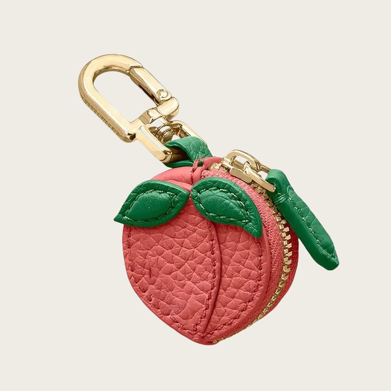 Classical chain pouch charm keychain wallet mini zipper coin purse earphone bag key ring pink strawberry peach pendant birthday gift 111