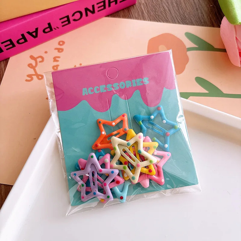 10/20pc Colorful Basic Snap Baby Hair Clips Girls Spring Sunmmer Color Heart Hairpins Star BB Barrette Kid Girls Metal Hairpins 250812