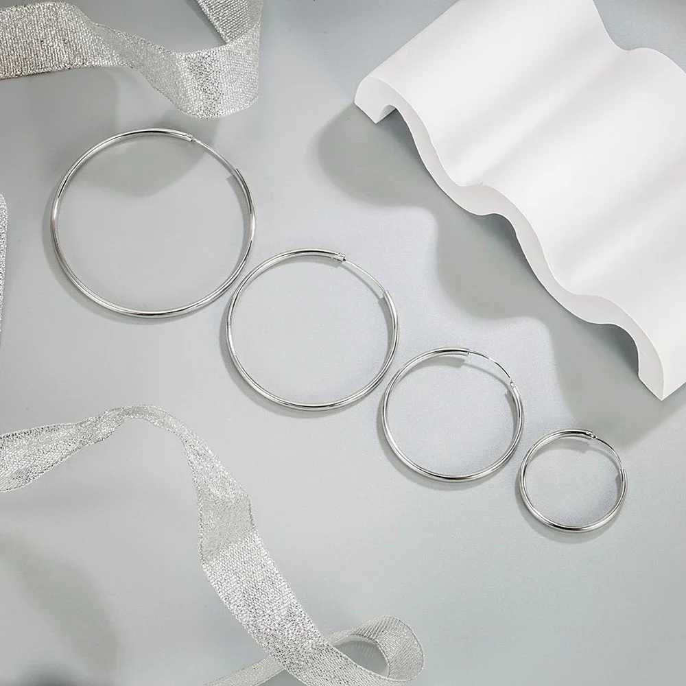 925 Sterling Silver Womens New Jewelry Fashion Round Hoop Earrings XJ250814