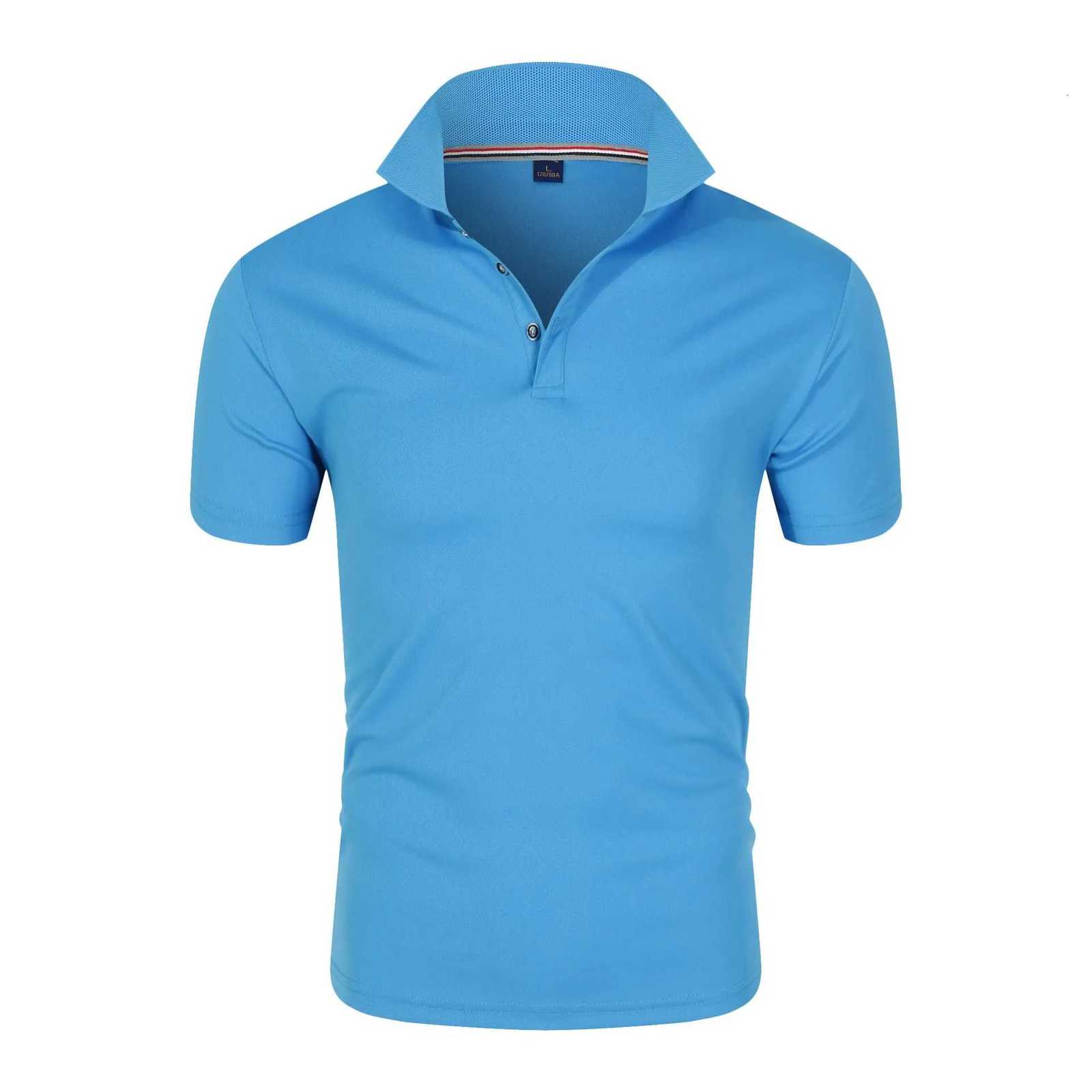 New Solid Color Polo Shirt Mens Short Sleeve Button T-shirts Lapel Lightweight Streetwear Casual Sport Tops XJ250804