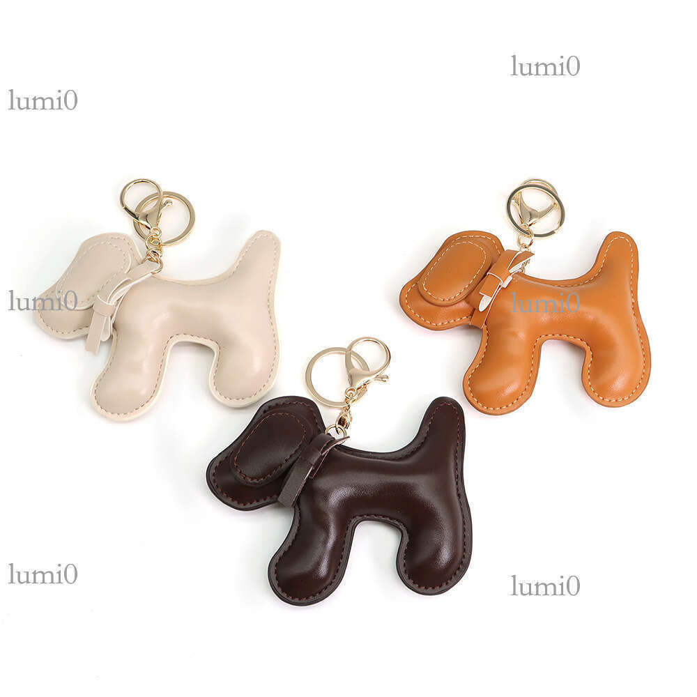 Cute Puppy PU Leather Oil Edge Big Decoration Creative Dog Keychain Bag Pendant