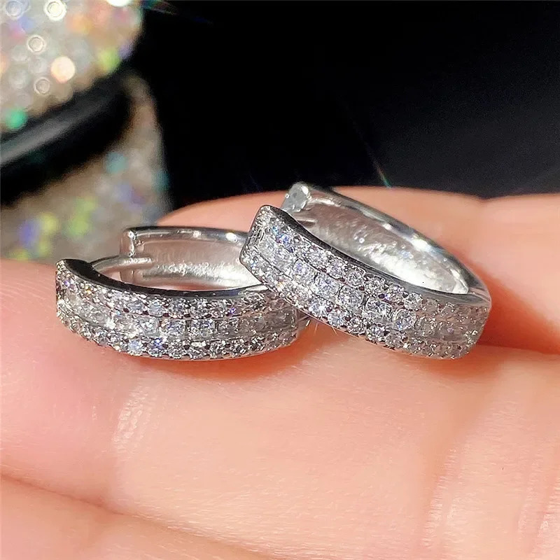 Fashion Cubic Zircon Small Hoop Earrings 925 Sterling SIlver Minimal Round Circle Hoops Earrings for Women Man Party Jewelry 250814