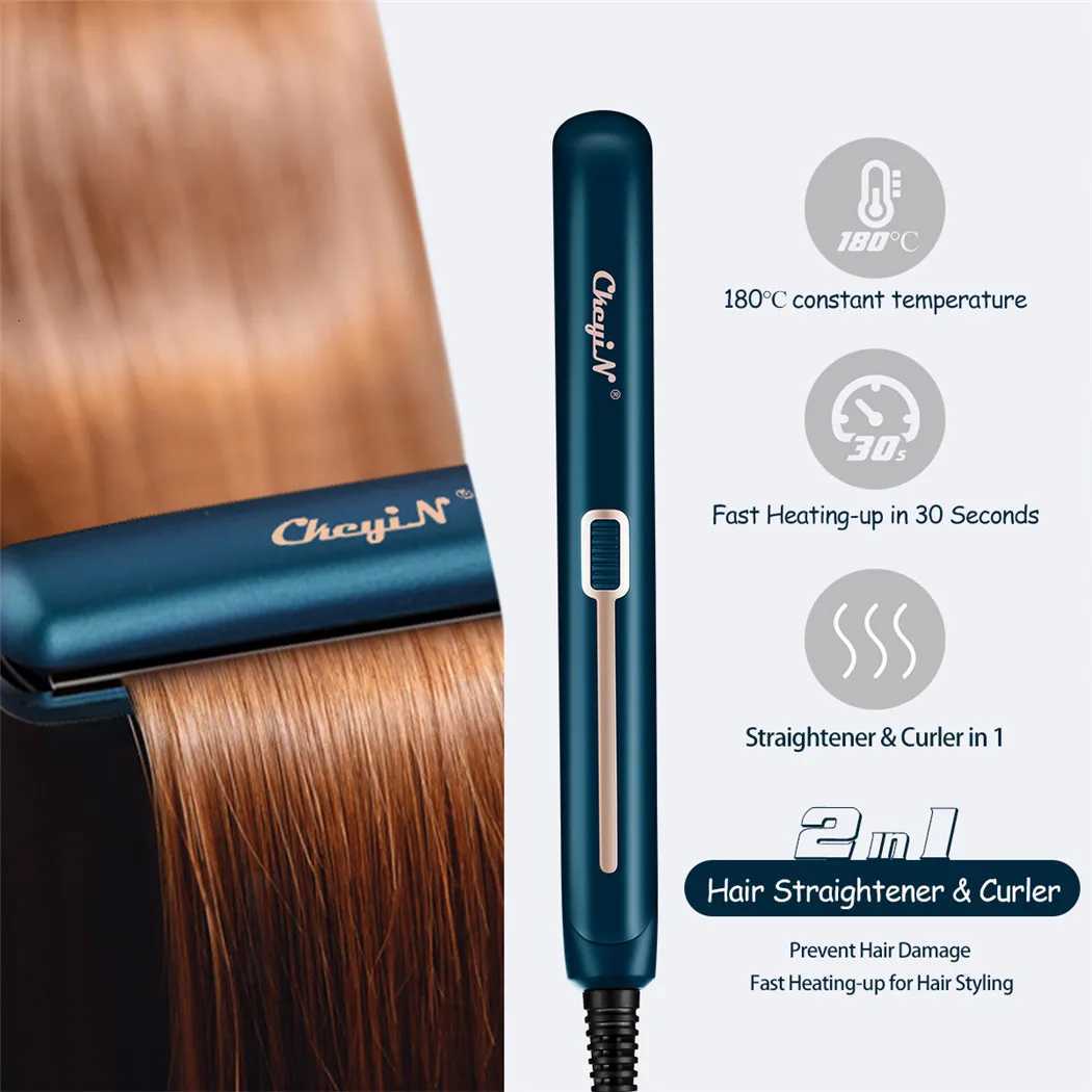 CkeyiN Mini Hair Flat Iron 2 in 1 Hair Straightener and Curler Portable Straightening Iron Constant Temperature W250814