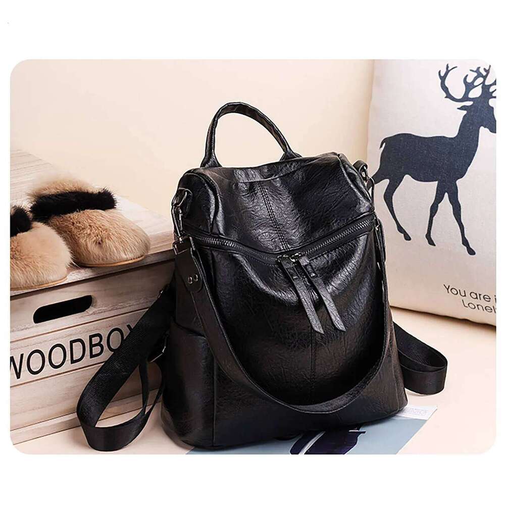 New Women Leather Handbag Soft Face Fashion Retro College Backpack Large capacity fashion bag
