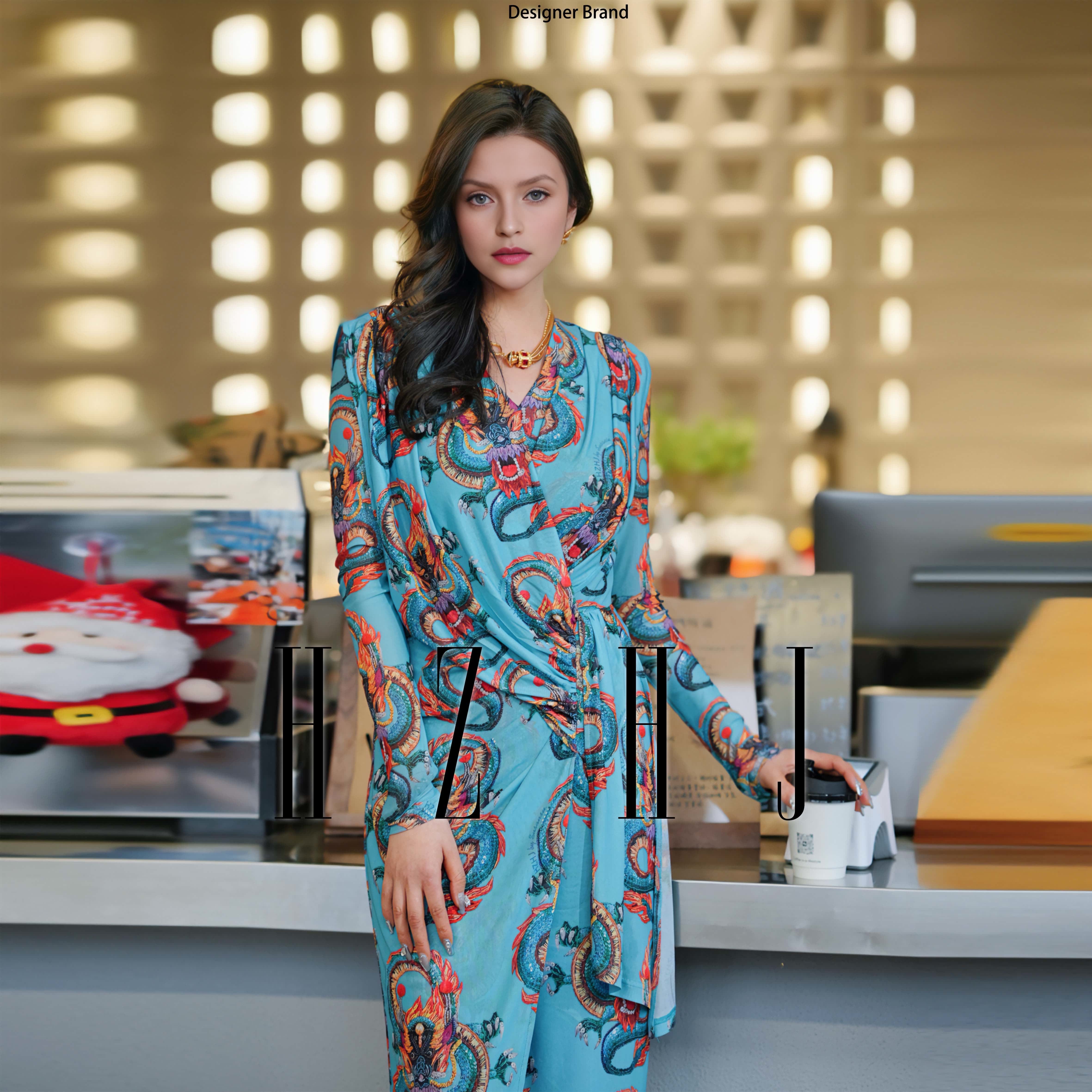 Summer designers green dragon dress appears white and thin fashionable and highend with a sense of luxury for party daily festival be gift for mom and