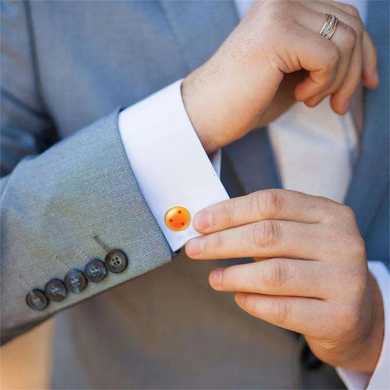 FIMAODZ Anime 7 Stars Balls Cufflinks for Mens High Quality Glass Cabochon Exquisite Male Shirt Cuff Links Wolf Dragon Buttons 250812