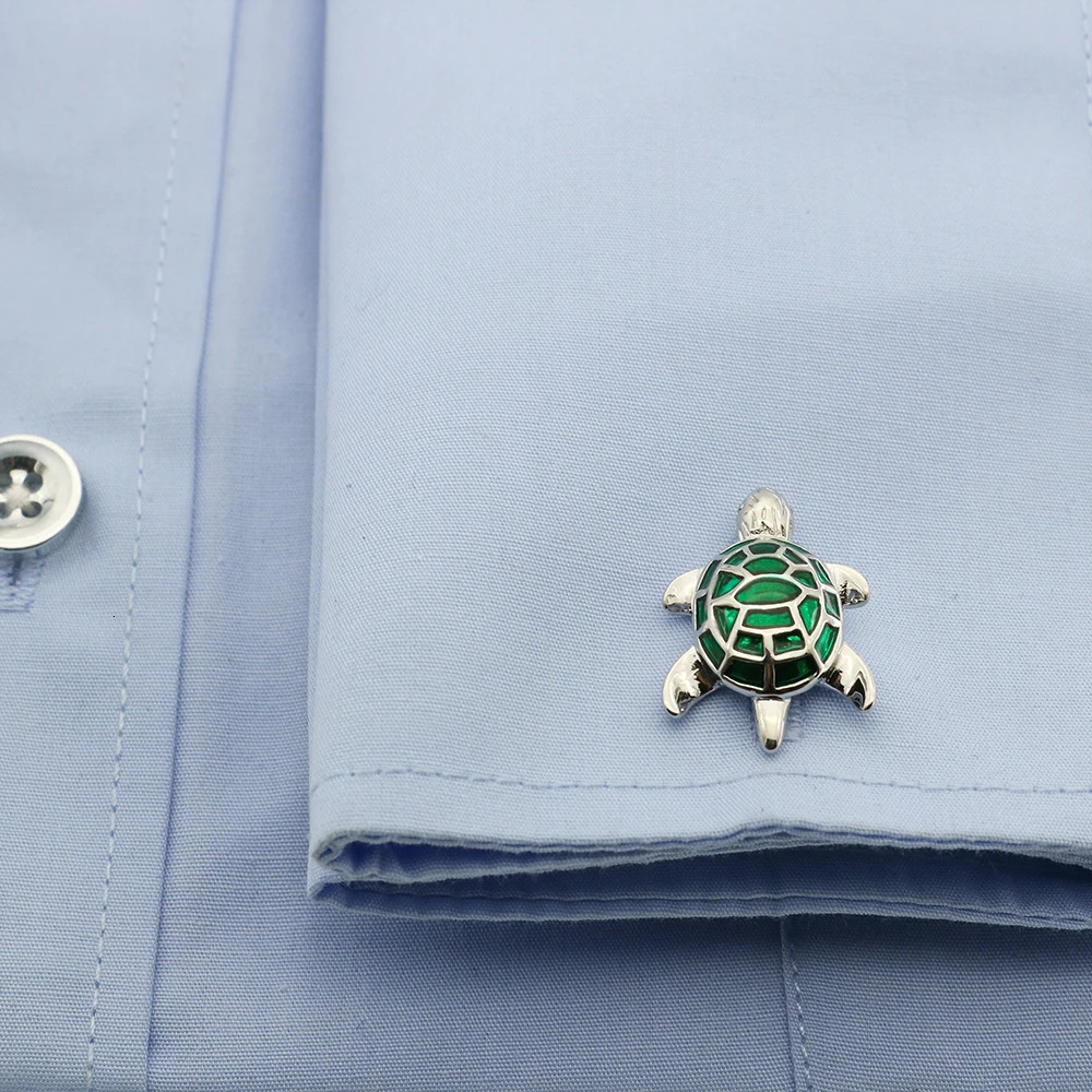 Mens Tortoise Cufflinks Quality Brass Material Green Color Fashion Turtle Cuff Links Wholesale Retail 250812
