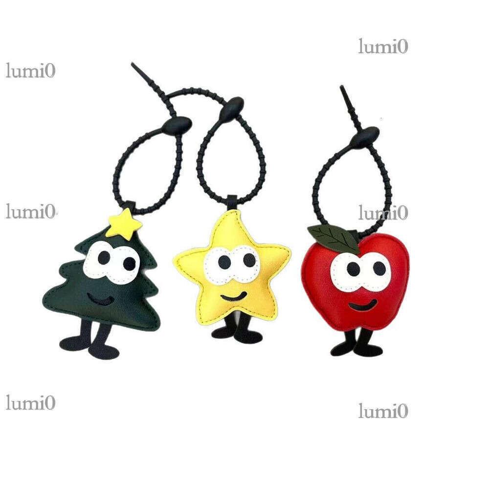 Cute Keychain Creative Apple Christmas Tree Couple Car Hanging Ornament Plush Cartoon Five-Pointed Star Backpack Pendant Gift