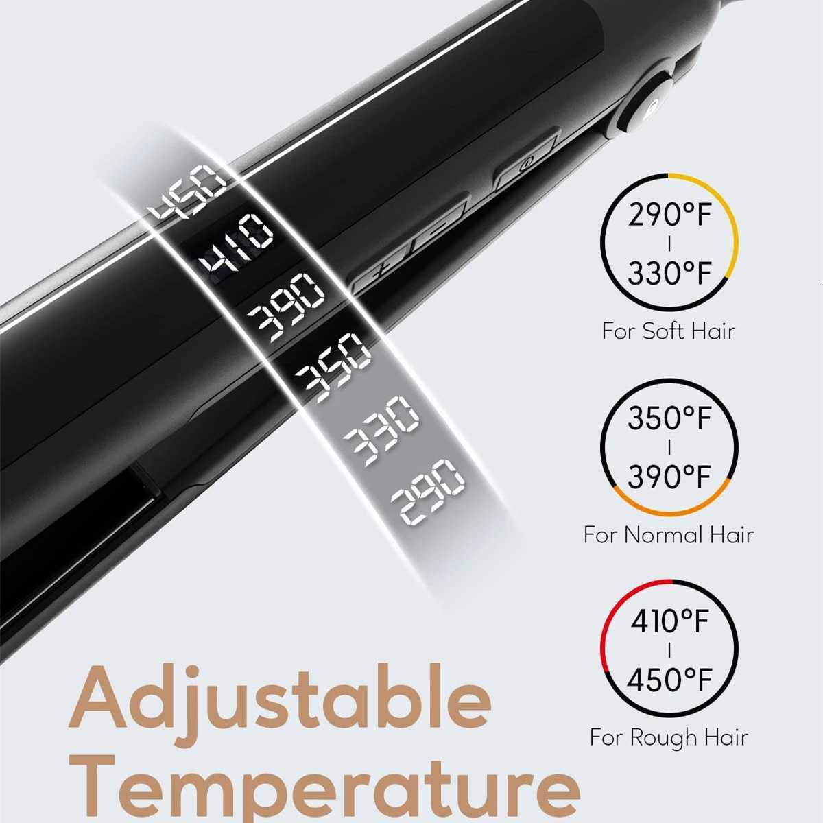 KIPOZI Professional Hair Flat Iron 2 in 1 Hair Curler Adjustable Temperature Fast Heating Hair Straightener Straightening Iron W250814