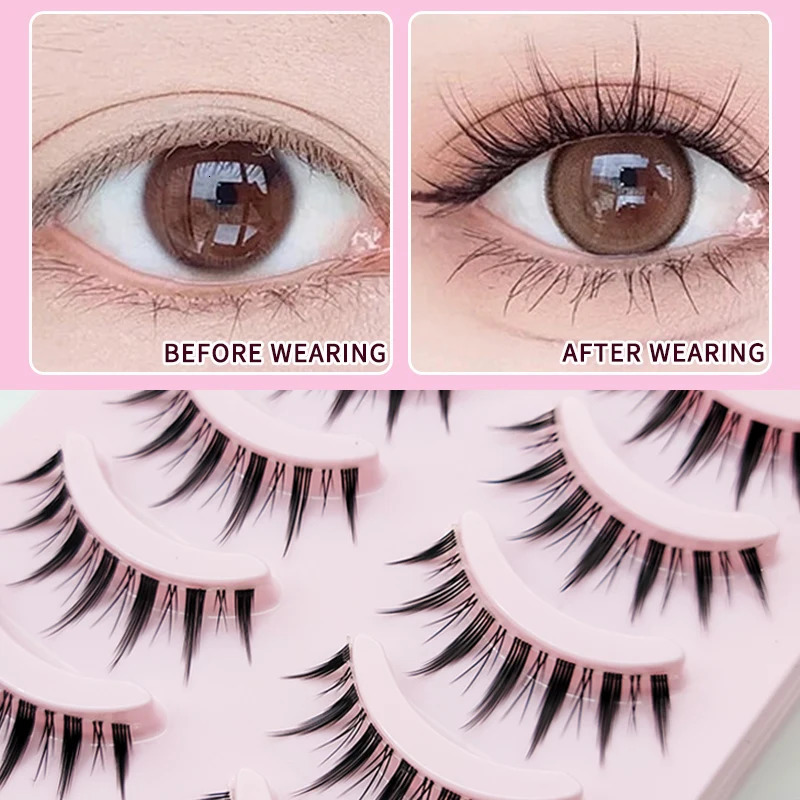 DINGSEN Eyelash Anime Lashes 5 Pairs Little Dlashes Natural Daily Makeup Manga Eyelashes Clear Band 250811