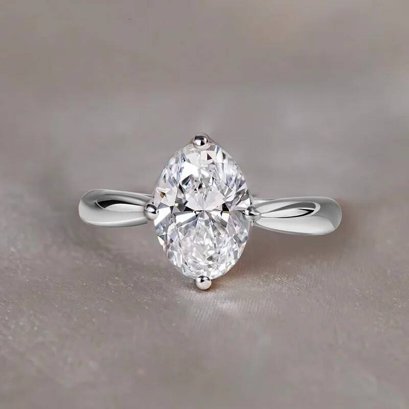BXINY GRA Certified 3CT Oval Cut Moissanite Rings S925 Silver D Color Lab Diamond For Women Solitaire Wedding Bands Fine Jewelry