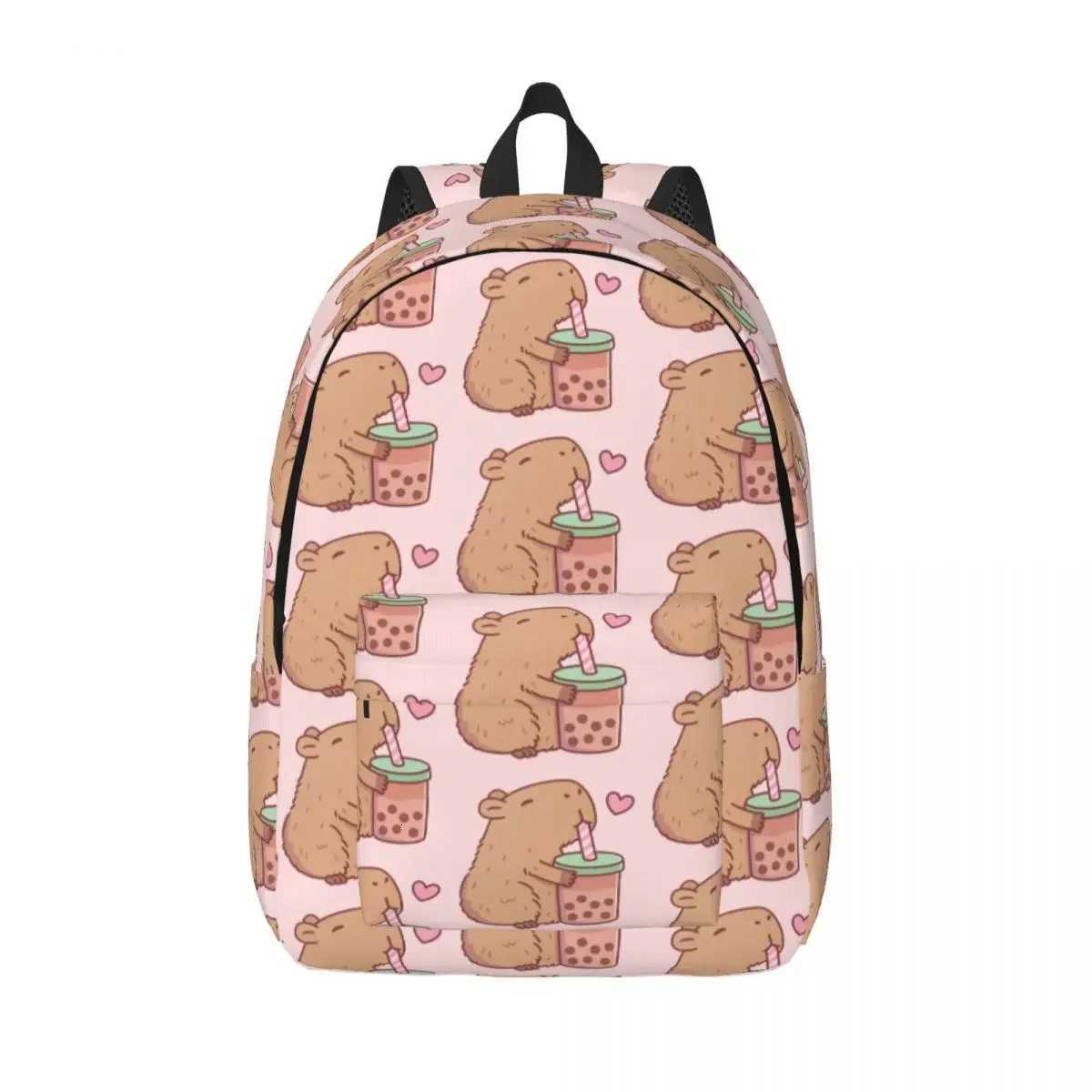 Custom Capybara Drinking Milk Tea Canvas Backpack Women Men Basic Bookbag for College School Mangas Bags XJ250814
