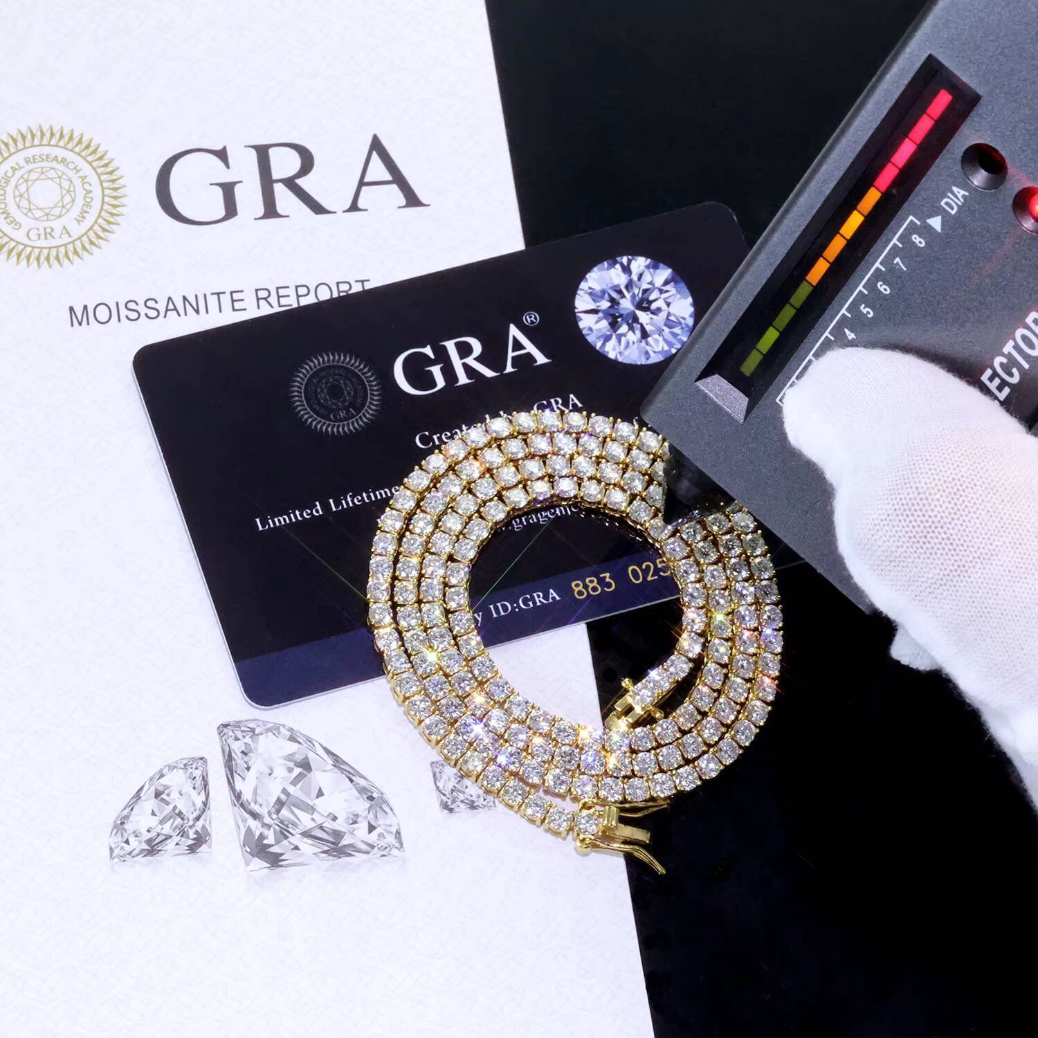 NUOYA Hip Hop Jewelry Sier VVS Moissanite Necklace 2/3/4 MM Iced Out Tennis Chain Pass Dia Test