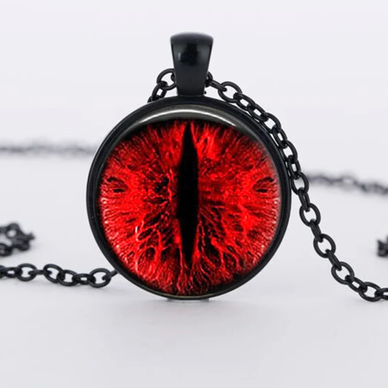 Vintage Red Cat Eye Necklace Dragon Eyes Po Glass Cabochon Pendant Necklace Men Jewelry 250812