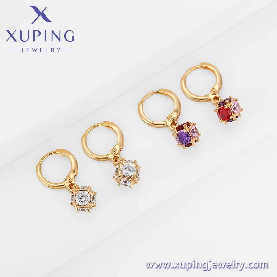 90072 Xu Ping Large Diameter Crystal Hoop Earrings, Gold-Plated Fashion Women's Earrings