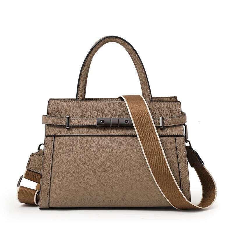 First Layer Cowhide Genuine Leather Women S Tote Bag Simple Shoulder Handbag For Occupation Use