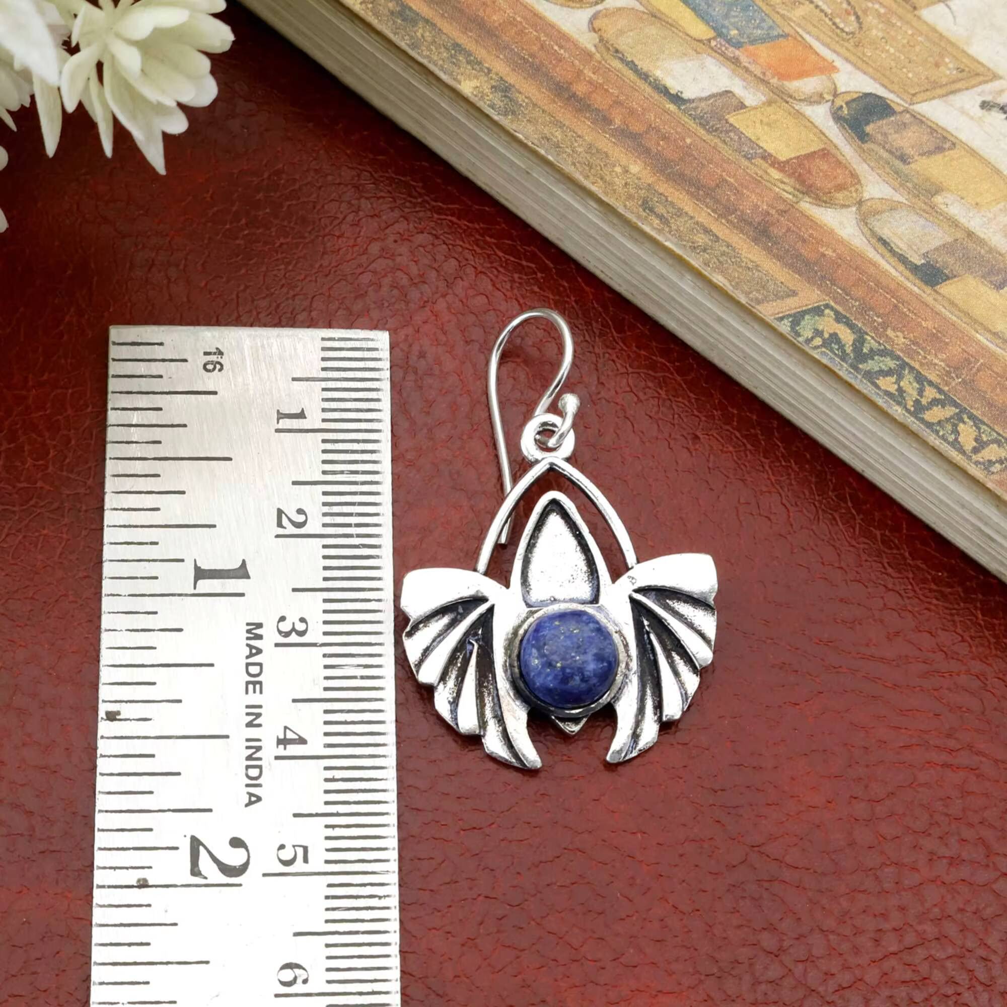 Luxurious Lapis Lazuli Designer Handmade Jewelry Women's Spiritual Fashion Earrings