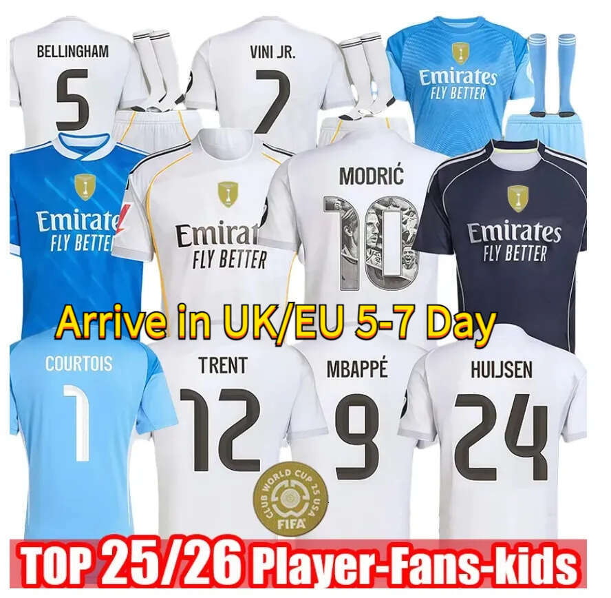 2025 2026 Camiseta Reals Madrids Soccer MBAPPE BELLINGHAM Maillot 25 26 Real Madridsoccer Jersey MODRIC VINI JR Men Kids Kits Football Shirts Jerseys