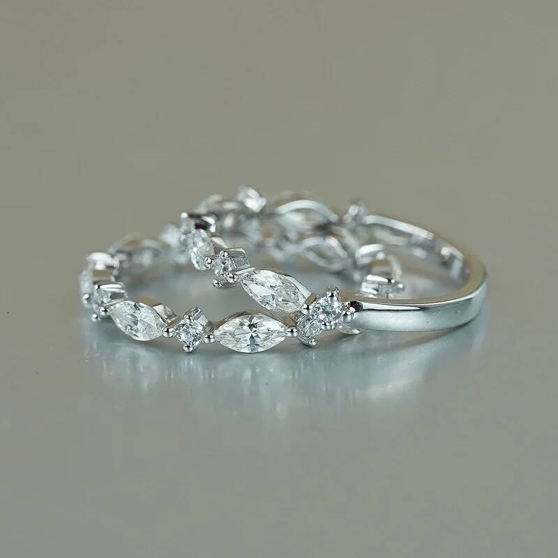 NKHOG Full Moissanite Eternity Rings 925 Sterling Silver Plated 18k Gold Women Wedding Band Marquise Rings Gift Fine Jewelry GRA
