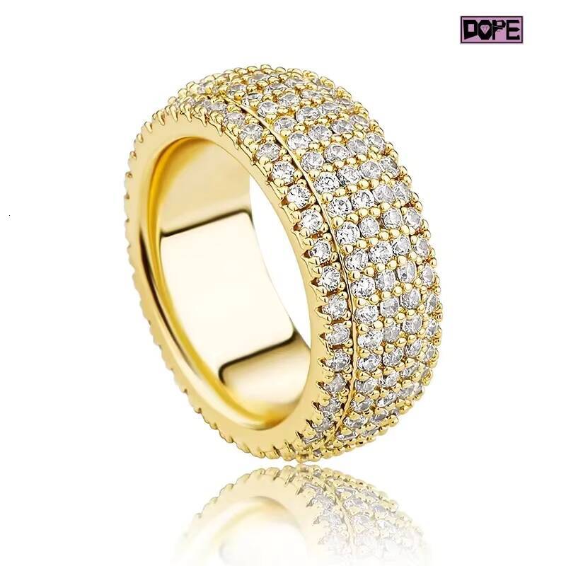 Hip Hop Men S Sier Gold Plated Hand Setting VVS Eternity Moissanite Ring