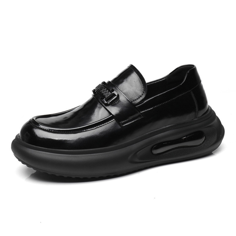 2025 Spring New British Style Slip-On Fashion Casual Formal Thick Sole Height-Increasing Men's Leather Shoes