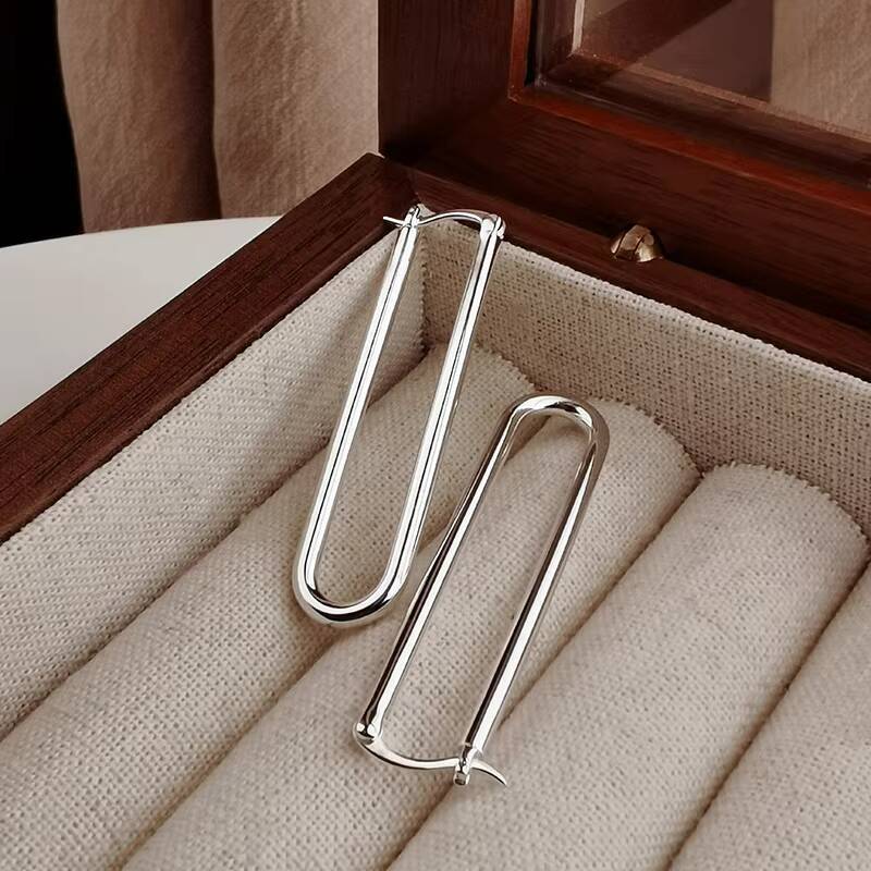 S Women's Pure Sier Earrings U-Shaped Long Needle Exaggerated Niche Design Cross-Border Fashion