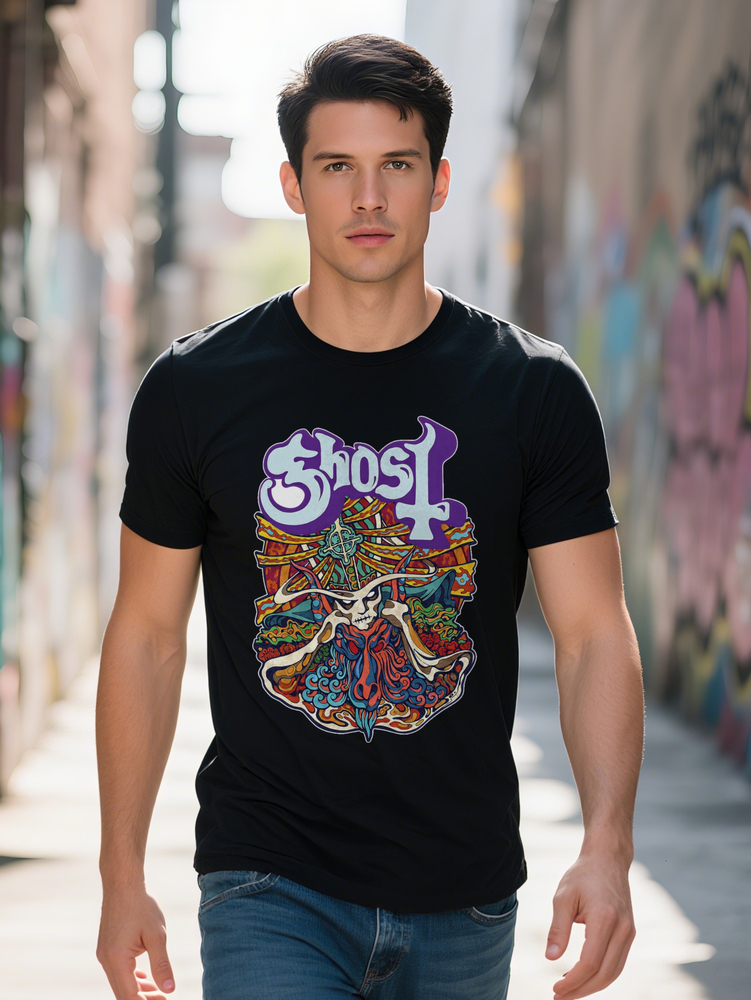 Men s Casual Short Sleeve T Shirt Top Hat Graphic with Purple Lettering Black Round Neck Summer Regular Unique Gift