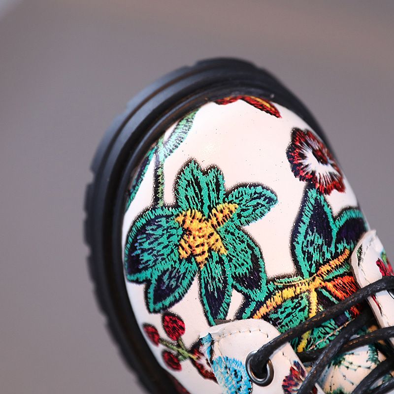 Toddler Kids Boots Girls Boys Flower Print Boots Baby Soft Bottom Boot Children Kidsnest Autumn Winter Fashion Shoes 1-6 Years Size US5.5C-US12.5C