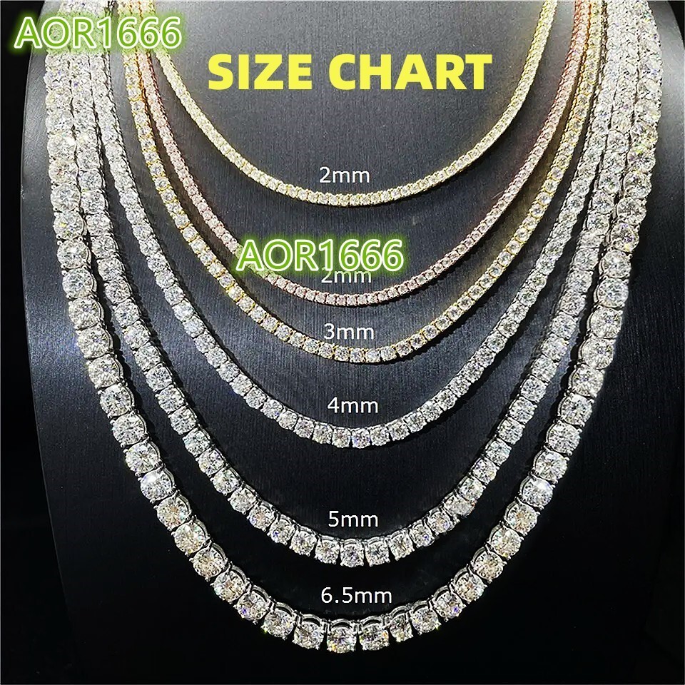 Cheap Price Hip Hop Jewelry 3MM 4MM 5MM 6.5MM GRA Certificate S925 Silver Vvs1 D Color Diamond Moissanite Tennis Chain Necklace