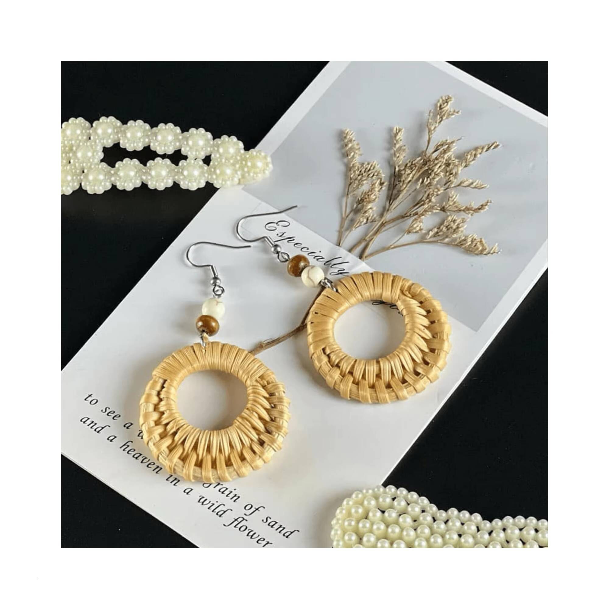 Round Woven Earrings Fashion Exaggerated Design Studs Hanging High-End Multifunctional Jewelry from Vitam