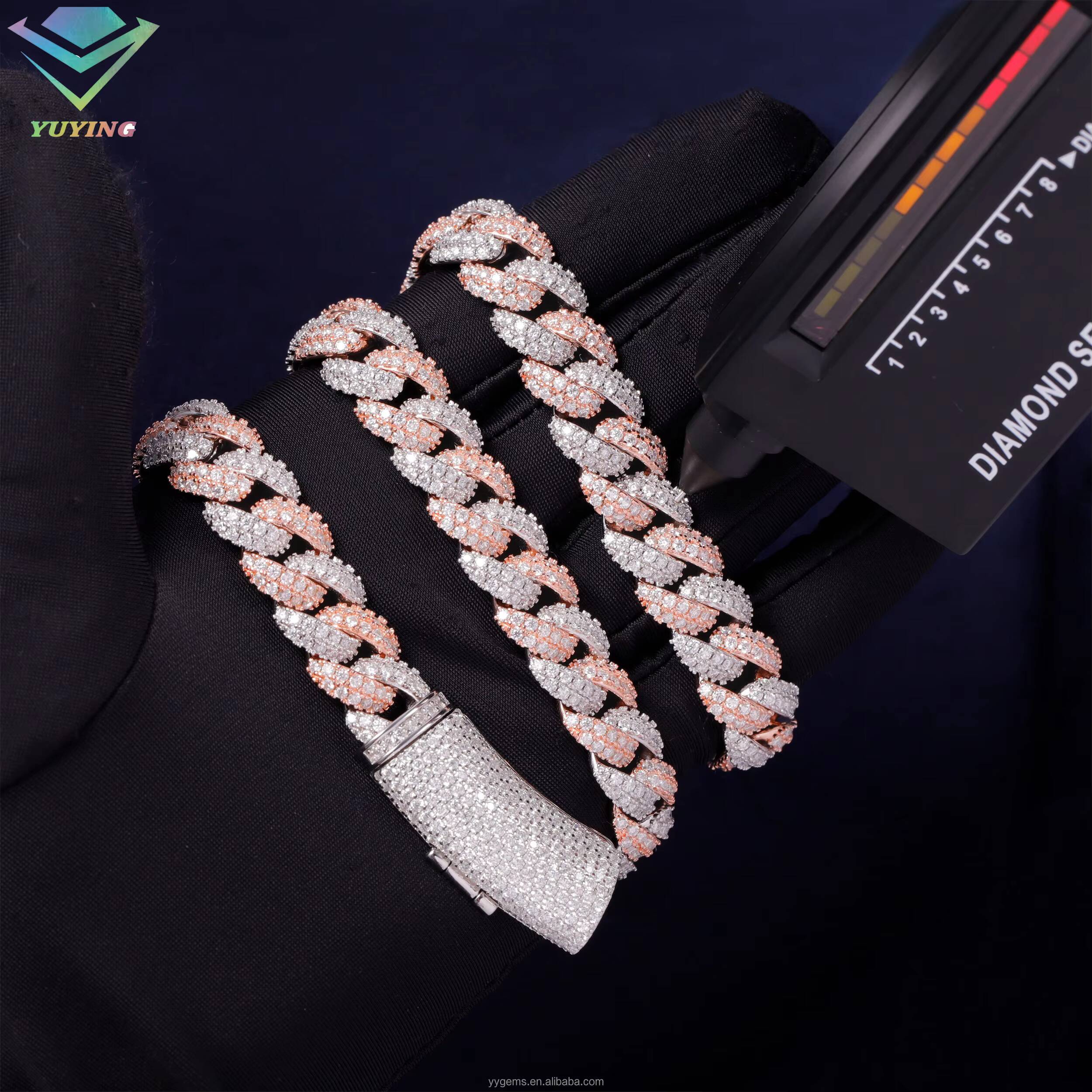 Sier GRA Moissanite 13mm Wide Dia Iced Out Bracelet Necklace Hip Hop Miami Cuban Link Chain for Rapper Men