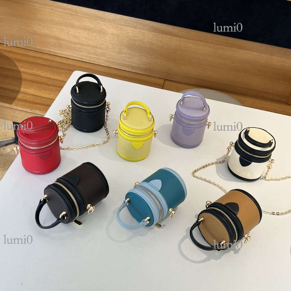 Donkey House Same Style Fortune Mini Bucket First Layer Cowhide Exquisite Coin Purse Red Fashion Earphone Storage Bag