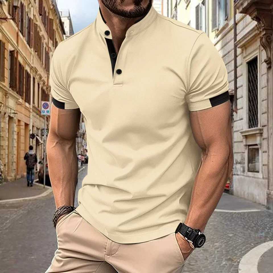 Mens Summer Short Sleeve Polo Shirts Fashion Business Casual Stand Collar Polos Men Sports Streetwear Tees Tops Mens Clothing 2025 XJ250804