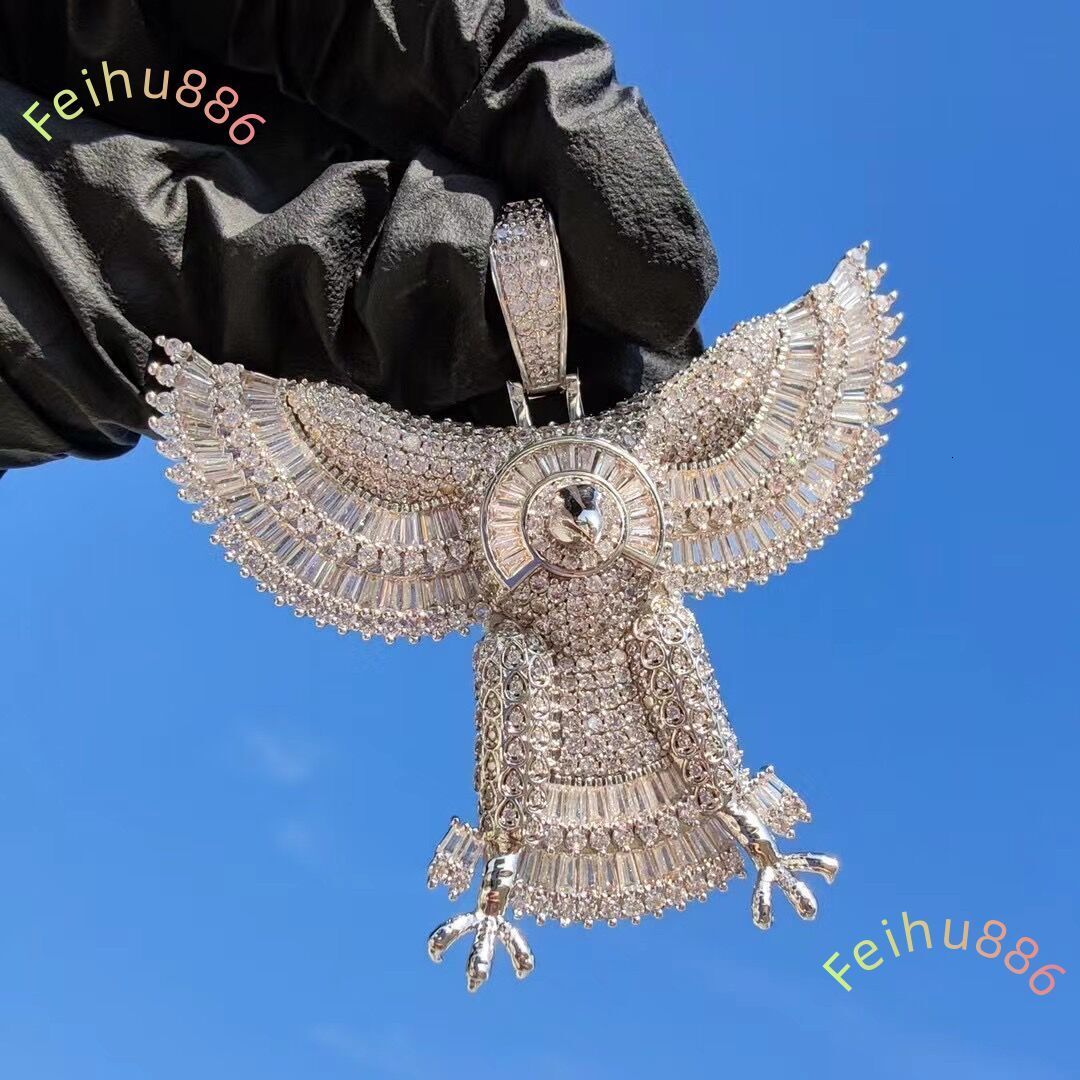 New Design Custom Eagle Iced Out Baguette Paved VVS D Moissanite Sterling Silver Memory Pendants Hip Hop Jewelry