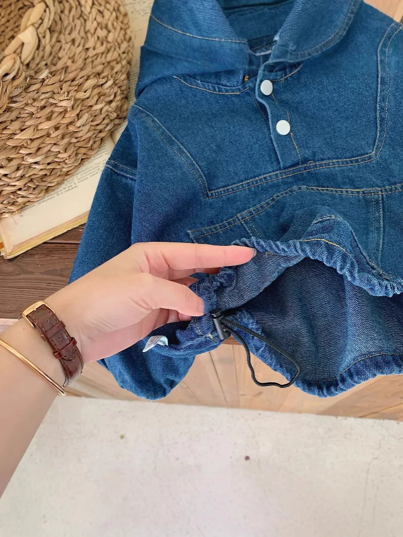 Spring Baby Denim Clothes Set Solid Infant Girls Cute Denim Hoodie Jeans 2pcs Suit Long Sleeve Toddler Outfits 250813