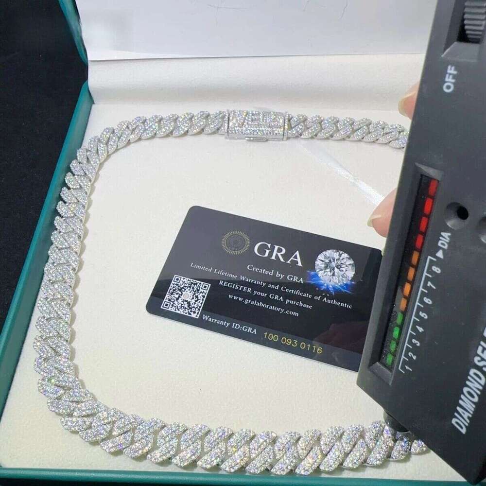 Pass Tester VVS Moissanite Lab Dia Sier Necklace and Hip Hop Iced Out Jewelry Cuban Link Chain
