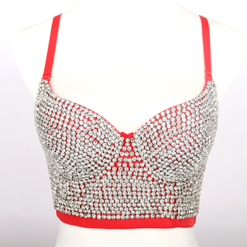 Luqiuguo Vest Camisole for Women Beaded Bra Camisole Vest for Outerwear Transparent Diamond Beauty Back Bra Integrated DB900 250226
