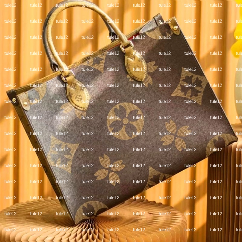 New Must have COW LEATHER designer handbag onthego Womens crossbody shoulder bag mirror quality Luxury high capacity shopping bag leather bag Luxury Tote wallet 14A