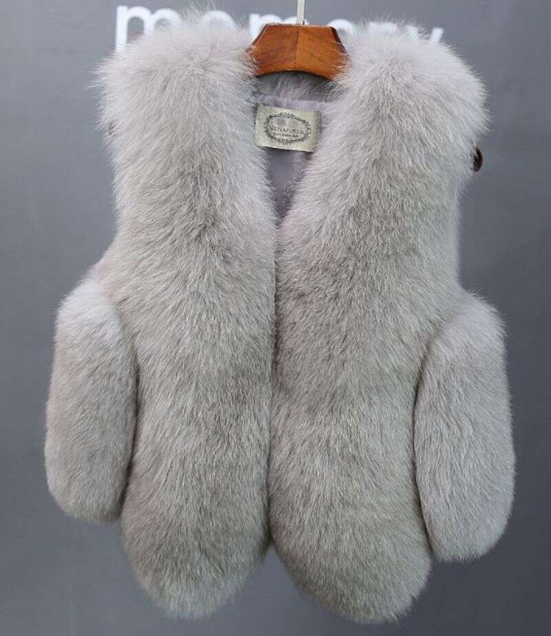 Female Waistcoat Faux Fox Fur Foat Winter Jackets Thickened Gilet Warm Sleeveless Outerwear Top Women Fur Vest