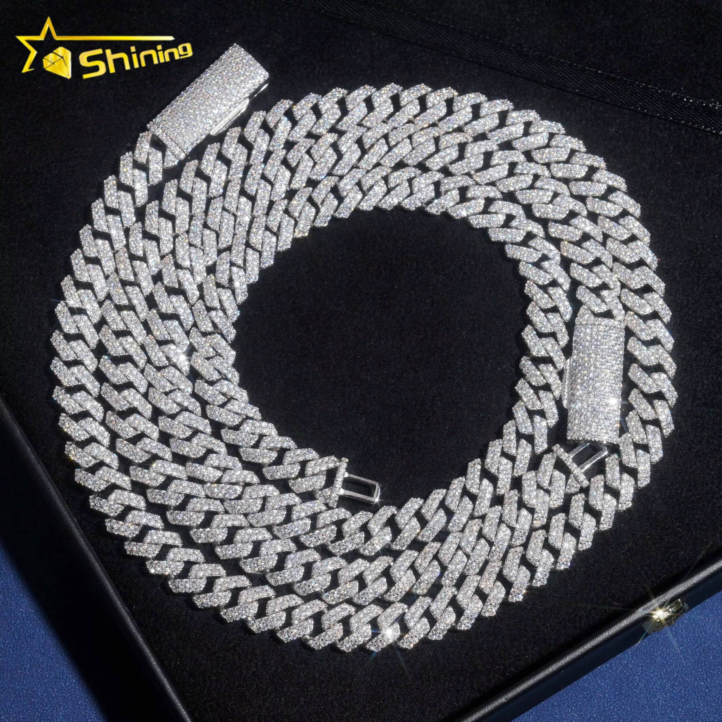 Ready to Ship 48H Shipping Pass Diamond Tester 925 Silver 10MM Two Row Regular Popular Moissanite Cuban Link Chain