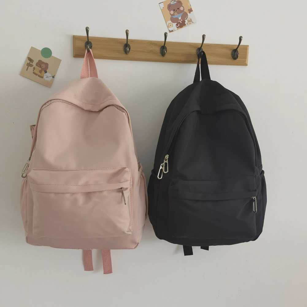 Popular Ladies Solid Color Shopping Knapsack Students Casual Large Capacity School Rucksacks Women Nylon Shoulder Backpack XJ250814