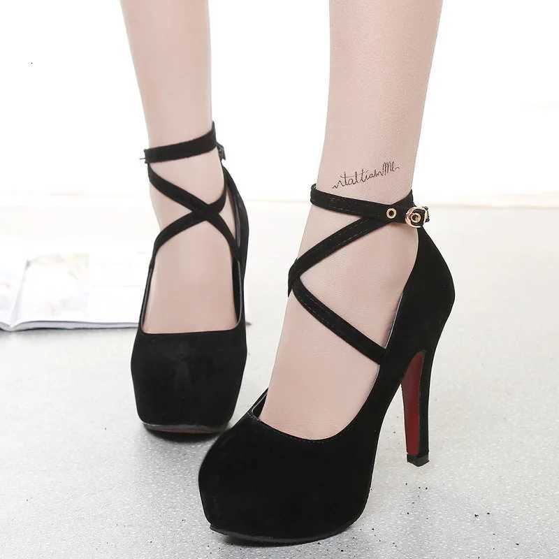 2024 Summer Outdoor Dress Ankle Strap Buckle Strap Womens Pumps Round Toe Thin Heel Shoes for Women High Heel Shallow Shoes W250814