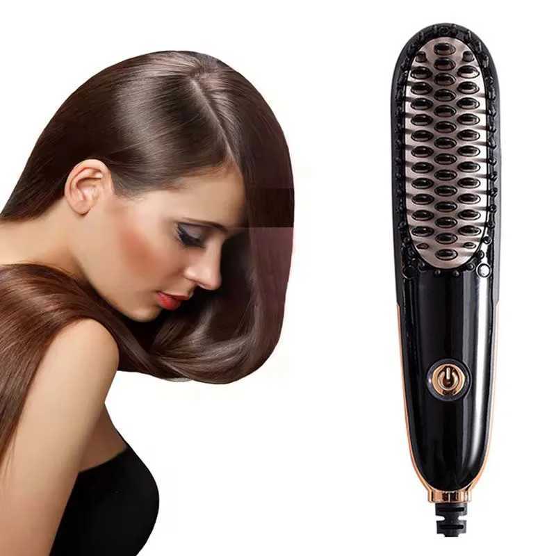Mini Portable Electric Beard Ceramic Fast Heating Straightener Brush Pressing Hot Comb Hair Straightener W250814