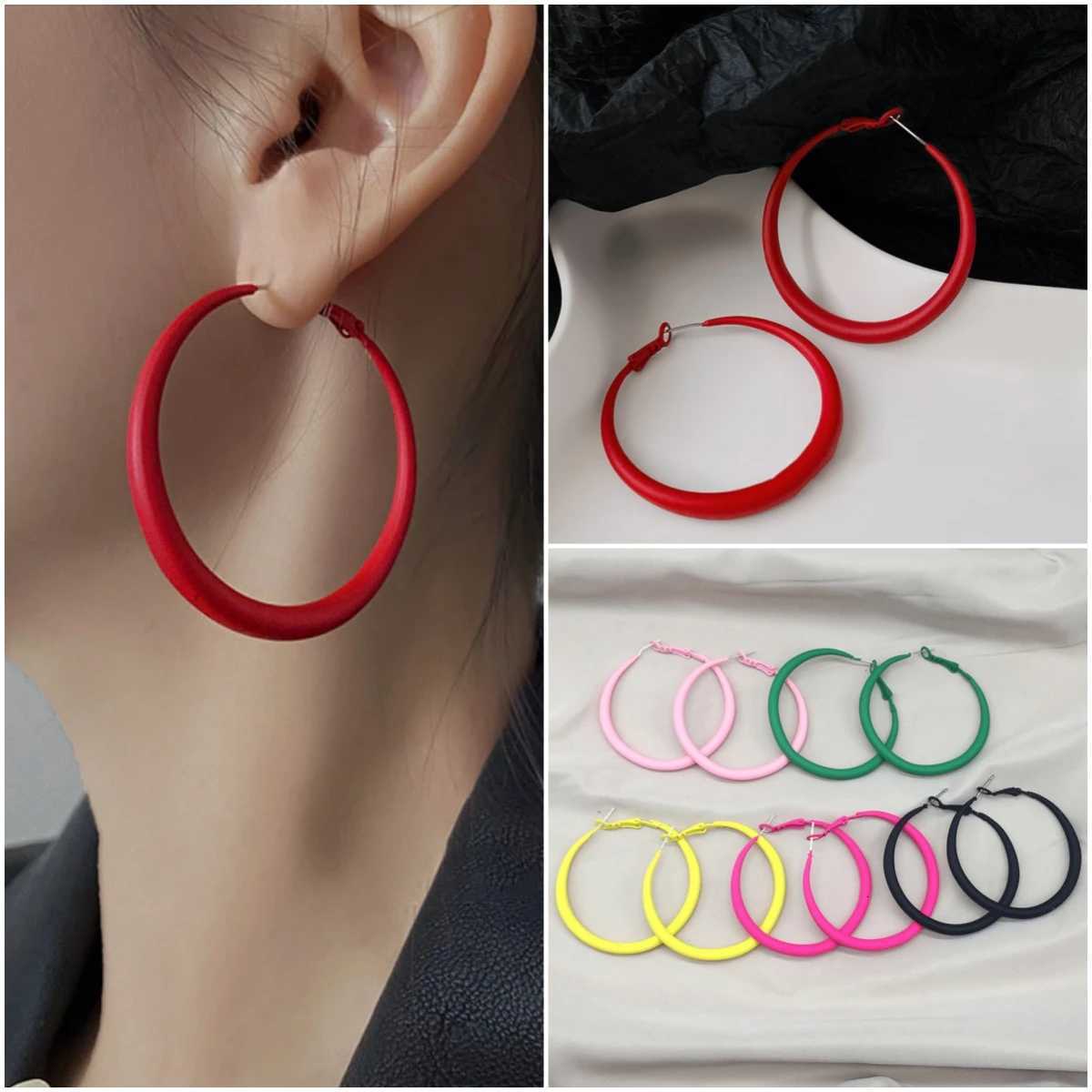 5cm Round Circle Hoop Earrings for Women Big Geometry Dangle Earrings Colorful Punk Loop Jewelry Party Accessories XJ250814