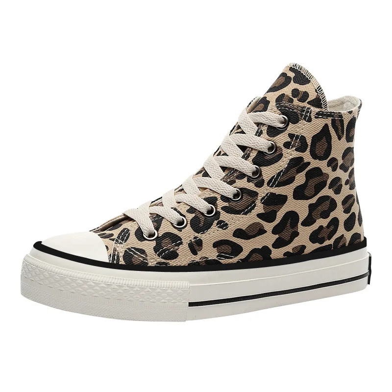 Summer Leopard Print High Top Canvas oes Womens Korean Sle Versatile Student Harajuku Ulzzang Womens oes 250809